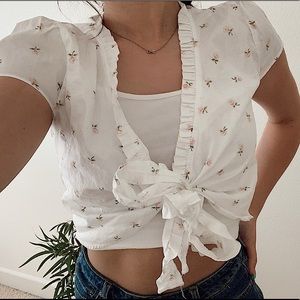 Brandy Melville Floral Tie Up Top